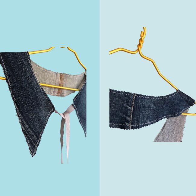 kurzer Bubikragen, Kragen Accessoires, Upcycling Jeans, spitze Enden – Bild 4