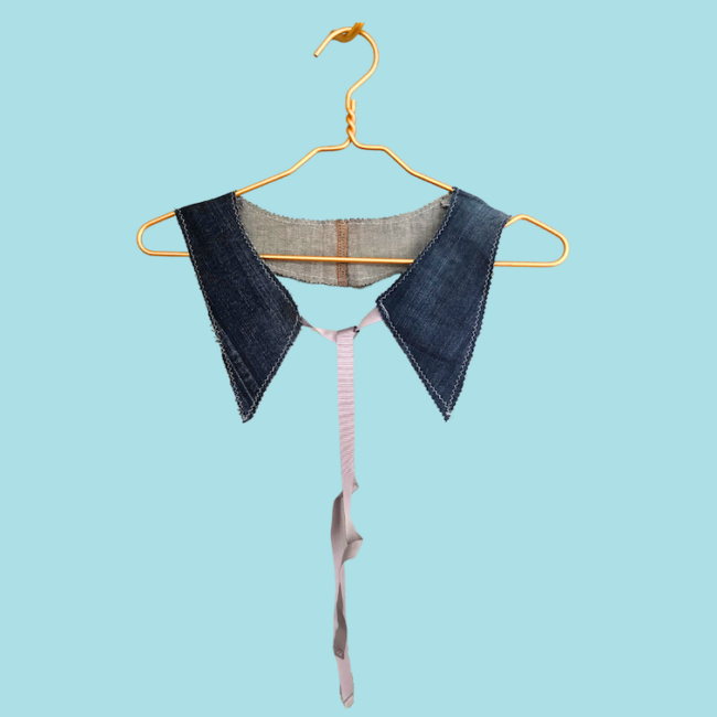 kurzer Bubikragen, Kragen Accessoires, Upcycling Jeans, spitze Enden – Bild 2